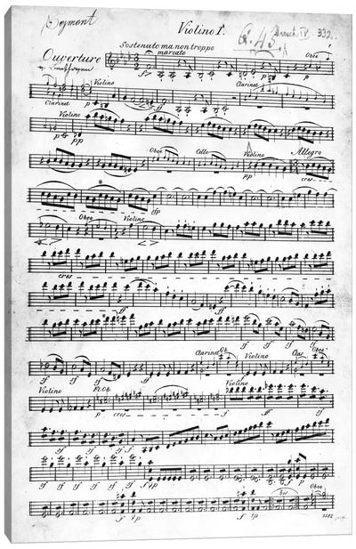 Score Sheet For The Overture To Egmont By Ludwig van Beethoven, 1809-10 Canvas Art Print