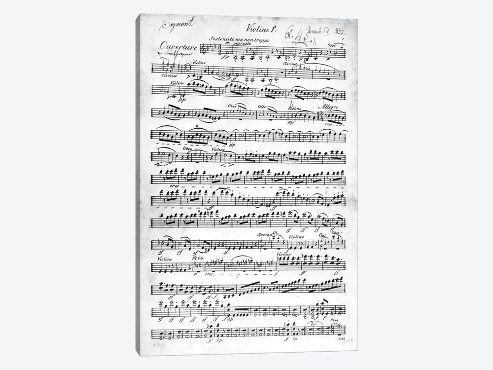 Score Sheet For The Overture To Egmont By Ludwig van Beethoven, 1809-10 by German School 1-piece Canvas Print
