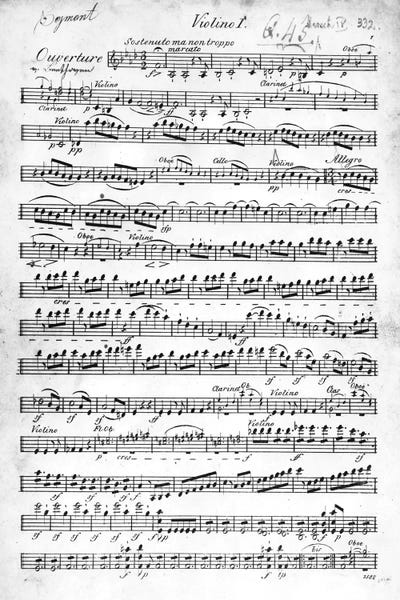Music Notes: Score Sheet For The Overture To Egmont By Ludwig van Beethoven, 1809-10 by German School