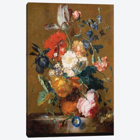 Bouquet Of Flowers Canvas Print #BMN6383} by Jan van Huysum Canvas Art