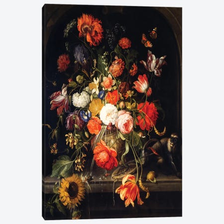 Flowers Canvas Print #BMN6385} by Jan van Huysum Canvas Art Print