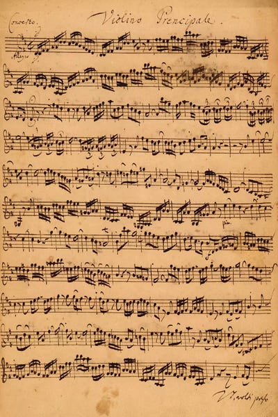 Music Notes: Score Sheet Of Brandenburg Concerto No. 5 In D Major by Johan Sebastian Bach