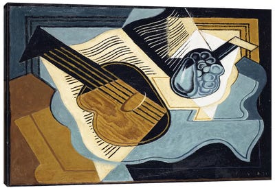 Guitar And Fruit Bowl, 1921 Canvas Art Print - Cubism Art