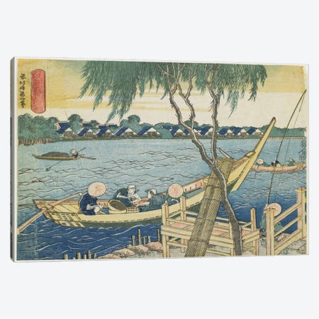 Long-Line Fishing On The Miyato River, 1832-34 Canvas Print #BMN6396} by Katsushika Hokusai Canvas Artwork