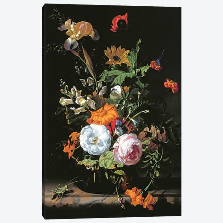 Still Life Of Summer Flowers Canvas Print #BMN6406} by Rachel Ruysch Canvas Art