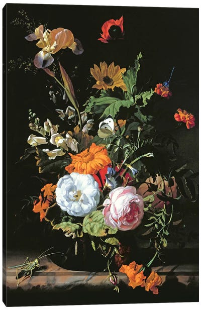 Still Life Of Summer Flowers Canvas Art Print - Dutch Golden Age Art