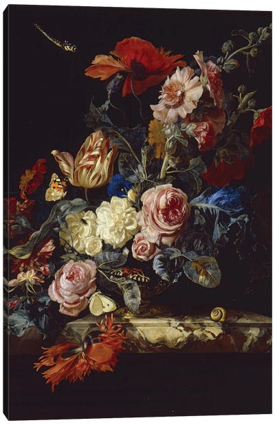A Vase Of Flowers, 1663 Canvas Art Print