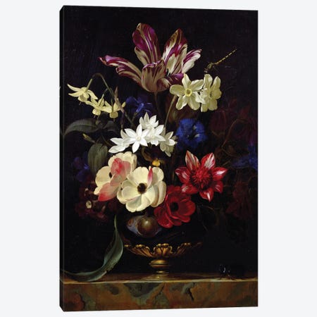 Still Life With Flowers Canvas Print #BMN6412} by Willem van Aelst Canvas Artwork