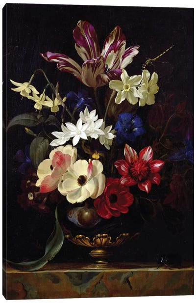 Still Life With Flowers Canvas Art Print - Dutch Golden Age Art