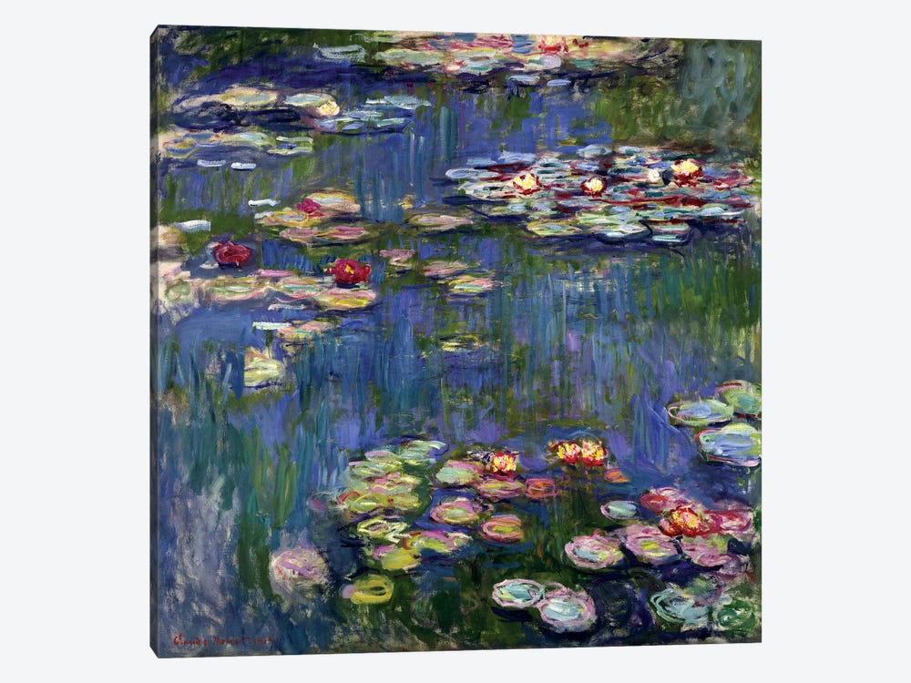 overstockArt Monet Water Lilies with Simply White Clean Line Wood Frame