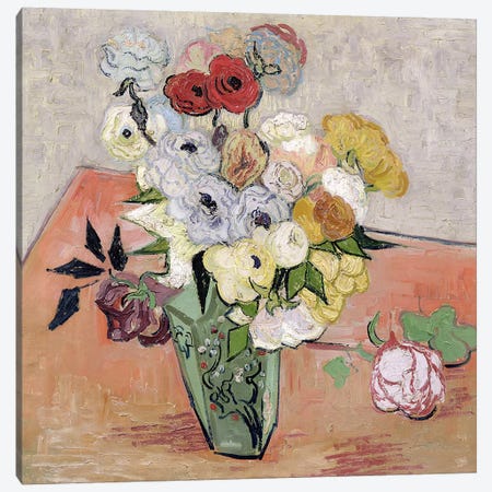 Japanese Vase with Roses and Anemones, 1890  Canvas Print #BMN641} by Vincent van Gogh Canvas Art