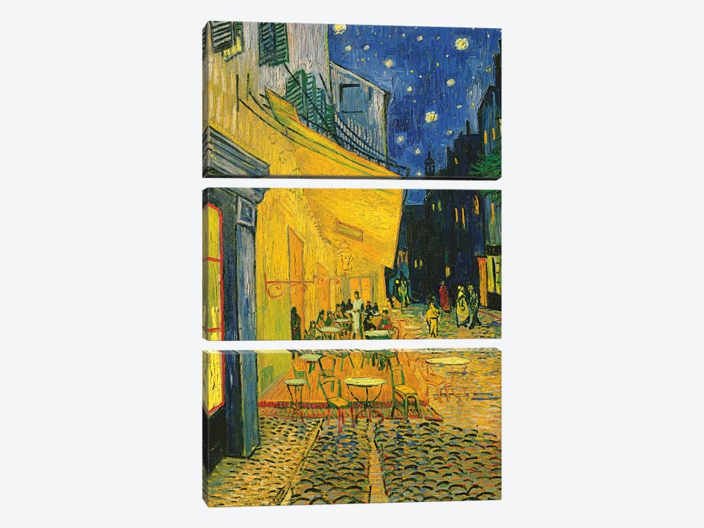 Café Terrace, Place du Forum, Arles, 1888 by Vincent van Gogh 3-piece Canvas Art Print