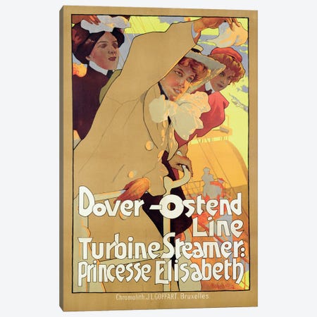 Dover-Ostend Line Travel Poster Canvas Print #BMN6431} by Adolfo Hohenstein Canvas Wall Art