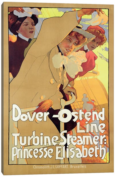 Dover-Ostend Line Travel Poster Canvas Art Print