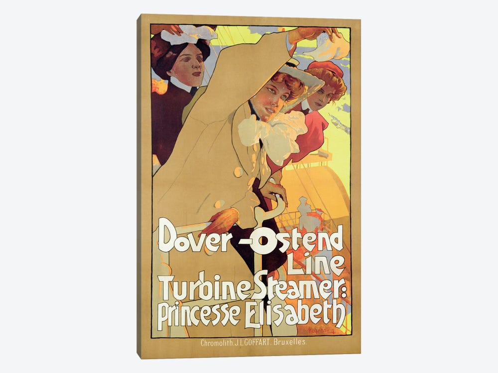 Dover-Ostend Line Travel Poster by Adolfo Hohenstein 1-piece Canvas Art