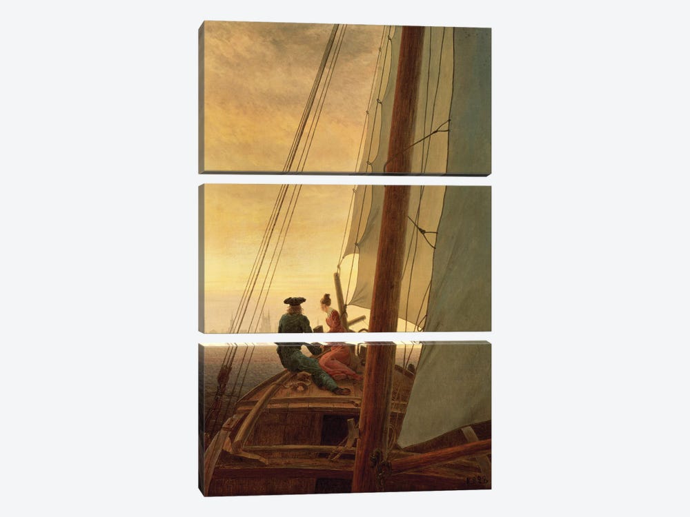 On Board A Sailing Ship, 1819 by Caspar David Friedrich 3-piece Canvas Art Print