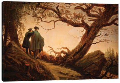 Two Men In The Consideration Of The Moon, c.1830 Canvas Art Print - Caspar David Friedrich