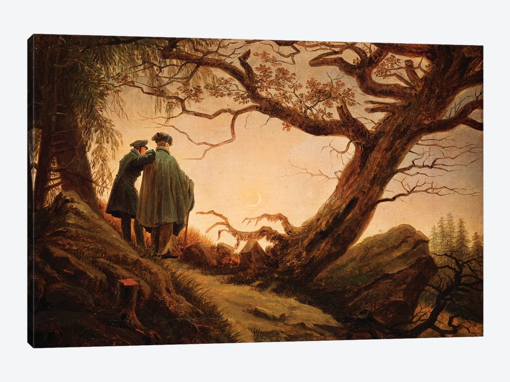 Two Men In The Consideration Of The Moon, c.1830 by Caspar David Friedrich 1-piece Canvas Wall Art