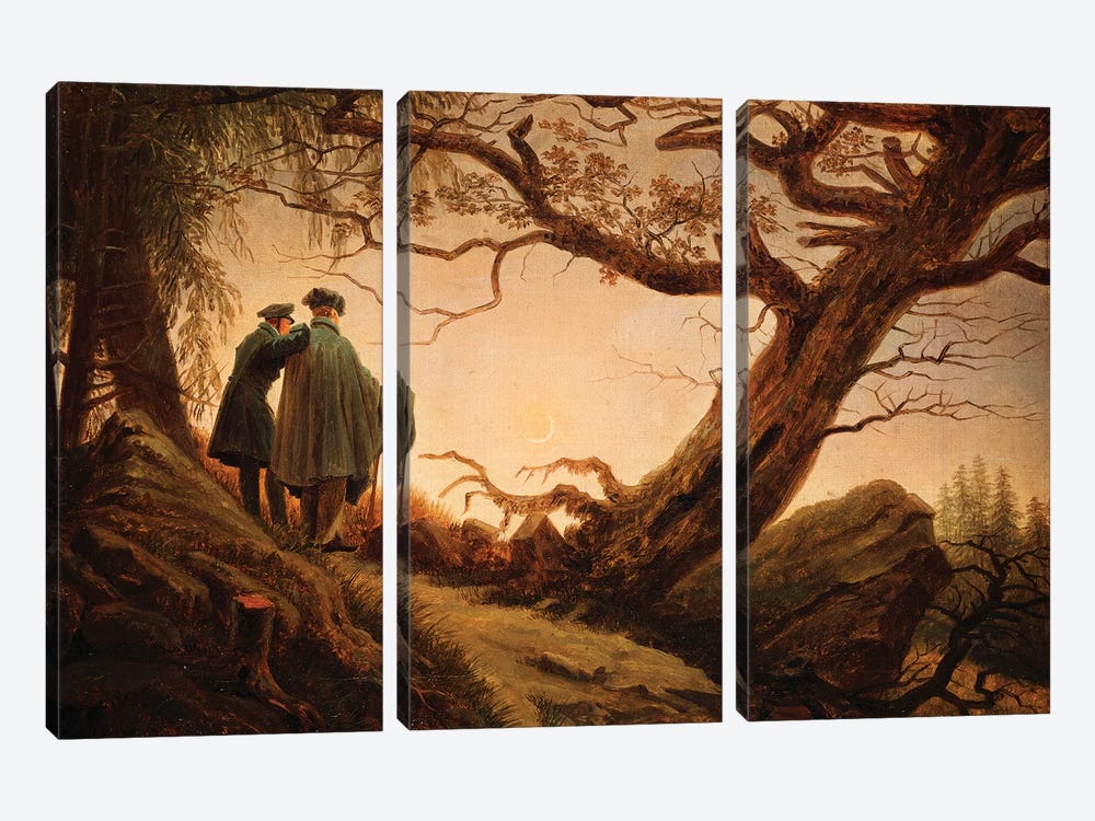 Two Men In The Consideration Of The Moon, c.1830 by Caspar David Friedrich 3-piece Canvas Art