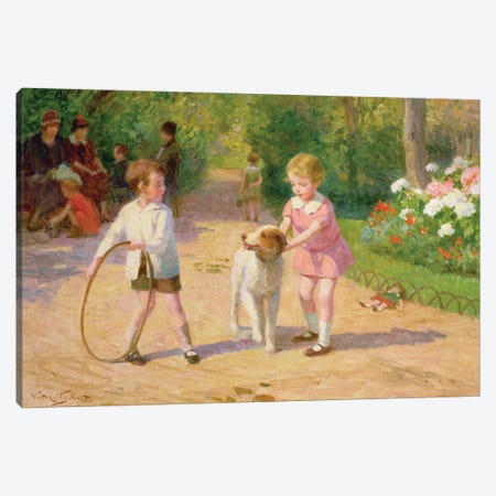 Playing with the hoop Canvas Print #BMN643} by Victor Gabriel Gilbert Canvas Artwork