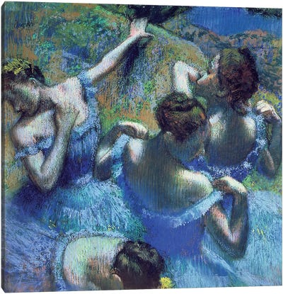 Blue Dancers, c.1899 Canvas Art Print - Indigo & White 