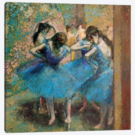 Dancers In Blue, 1890 Canvas Print #BMN6446} by Edgar Degas Canvas Wall Art