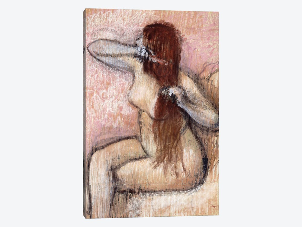 Nude Seated Woman Arranging Her Hair, c.1887-90 1-piece Canvas Print
