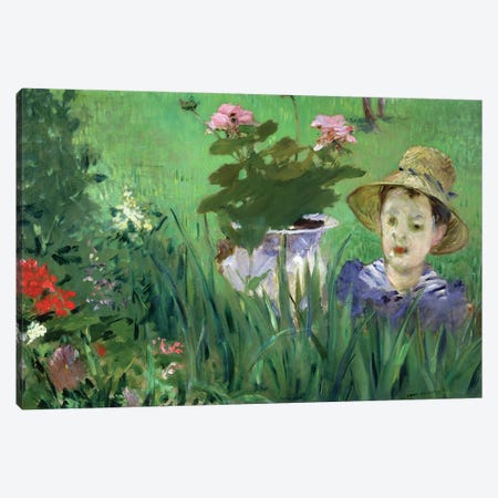 Child In The Flowers (Jacques Hoschede), 1876 Canvas Print #BMN6449} by Edouard Manet Art Print