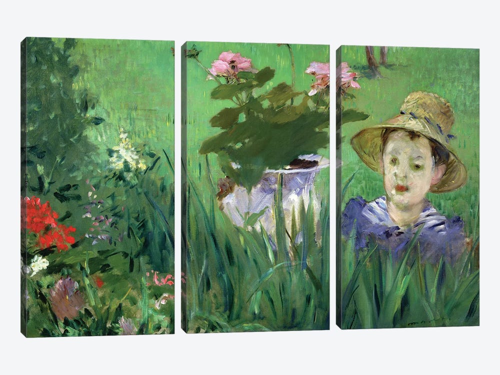 Child In The Flowers (Jacques Hoschede), 1876 by Edouard Manet 3-piece Canvas Art Print