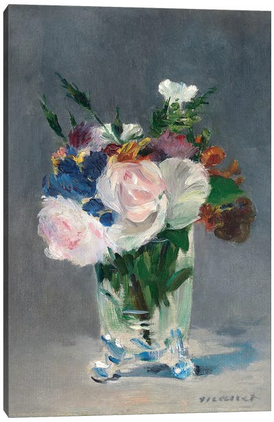 Flowers In A Crystal Vase, c.1882 Canvas Art Print - Impressionism Art