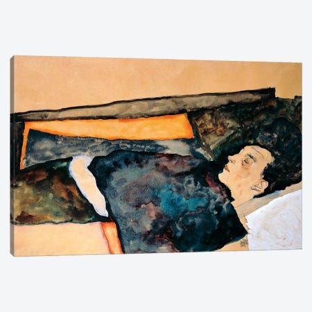 Artist's Mother Sleeping Canvas Print #BMN6458} by Egon Schiele Canvas Wall Art