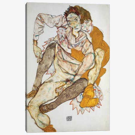 Seated Couple, 1915 Canvas Print #BMN6464} by Egon Schiele Canvas Wall Art