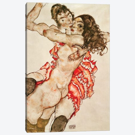 Two Women Embracing, 1915 Canvas Print #BMN6468} by Egon Schiele Canvas Art Print