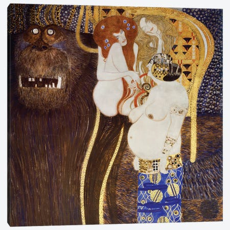 Detail Of The Hostile Forces (The Head Of Typhoeus & Unchastity, Voluptuousness, Excess), Beethoven Frieze, 1902 Canvas Print #BMN6471} by Gustav Klimt Canvas Wall Art