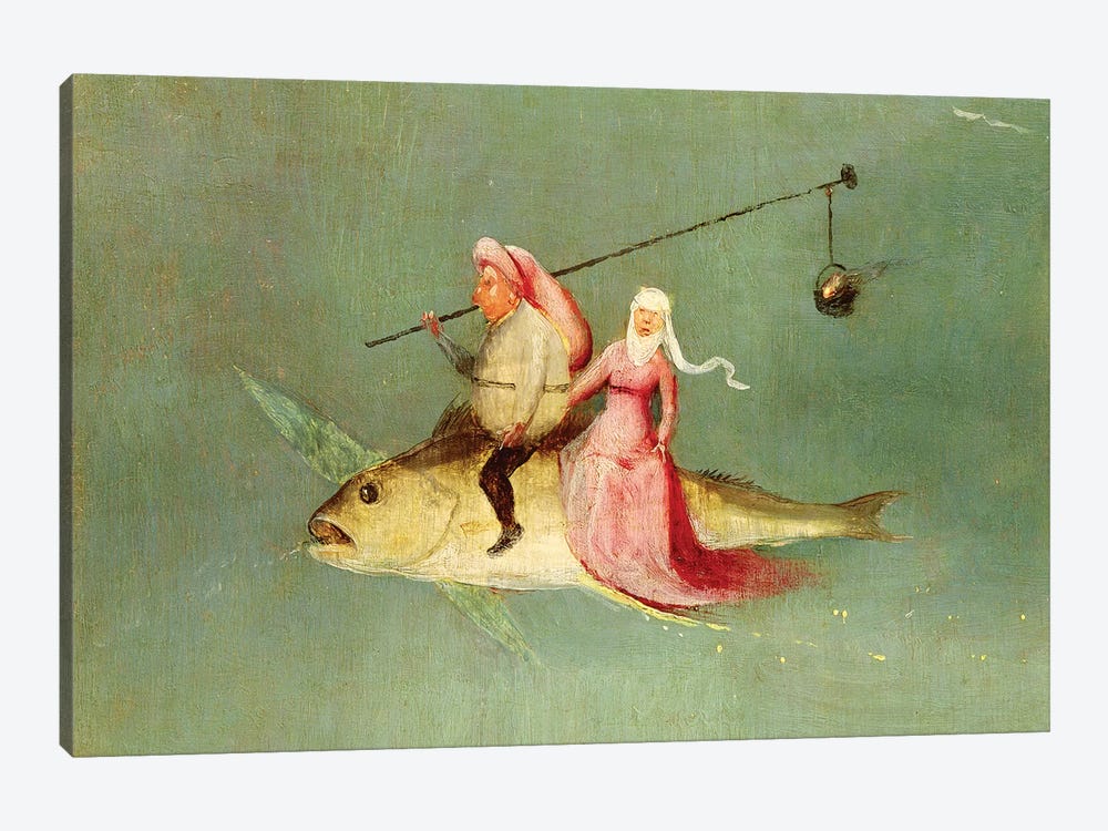 Detail Of A Couple Riding A Fish, The Temptation Of St. Anthony by Hieronymus Bosch 1-piece Canvas Art