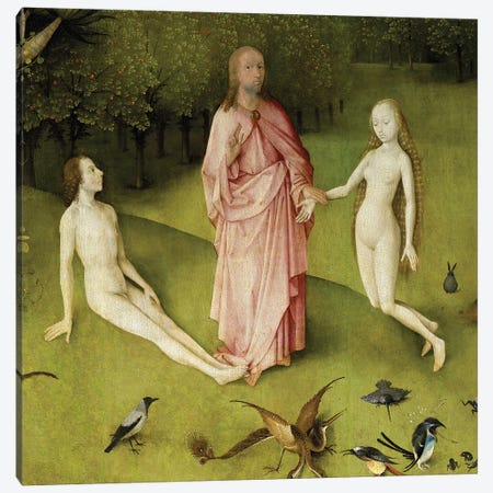 Detail Of God Presenting Eve To Adam, The Garden Of Earthly Delights, 1490-1500 Canvas Print #BMN6479} by Hieronymus Bosch Canvas Art