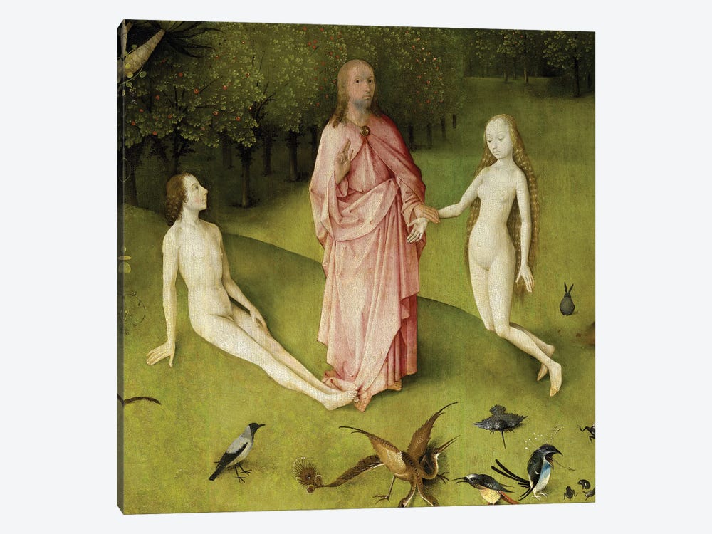 Detail Of God Presenting Eve To Adam, The Garden Of Earthly Delights, 1490-1500 by Hieronymus Bosch 1-piece Canvas Art