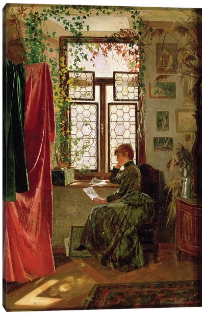 Reading the letter Canvas Art Print