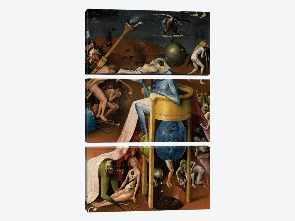 Detail Of The Prince Of Hell, The Garden Of Earthly Delights, 1490-1500 by Hieronymus Bosch 3-piece Canvas Wall Art