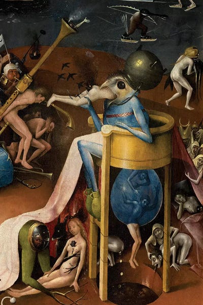 Hieronymus Bosch: Detail Of The Prince Of Hell, The Garden Of Earthly Delights, 1490-1500 by Hieronymus Bosch