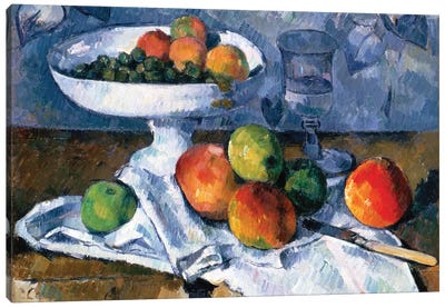 Still Life With Fruit Dish, 1879-80 Canvas Art Print - Paul Cezanne
