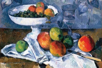 Still Life With Fruit Dish, 1879-80 C Canvas Wall Art Paul Cezanne