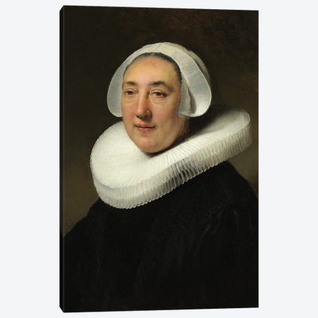 Portrait Of Haesje Jacobsdr van Cleyburg, 1634 Canvas Print #BMN6502} by Rembrandt van Rijn Canvas Art
