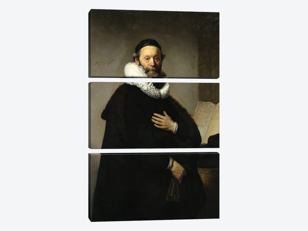 Portrait Of Johannes Wtenbogaert, 1633 3-piece Canvas Artwork