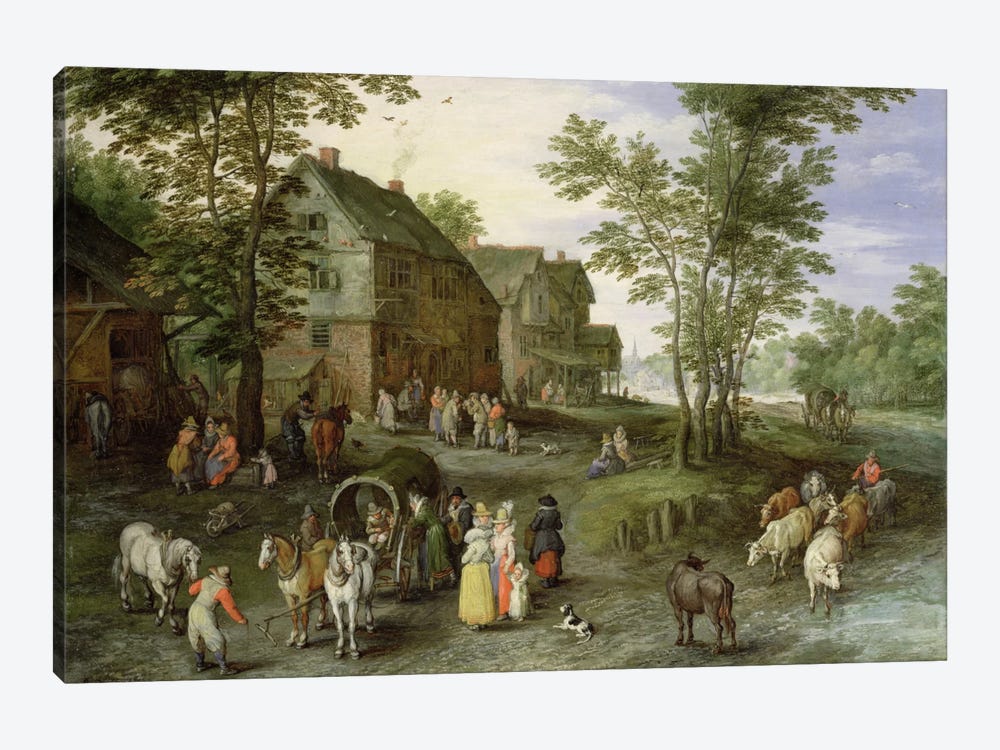 Village Landscape with Figures Preparing to Depart, 1613/1617  1-piece Canvas Wall Art
