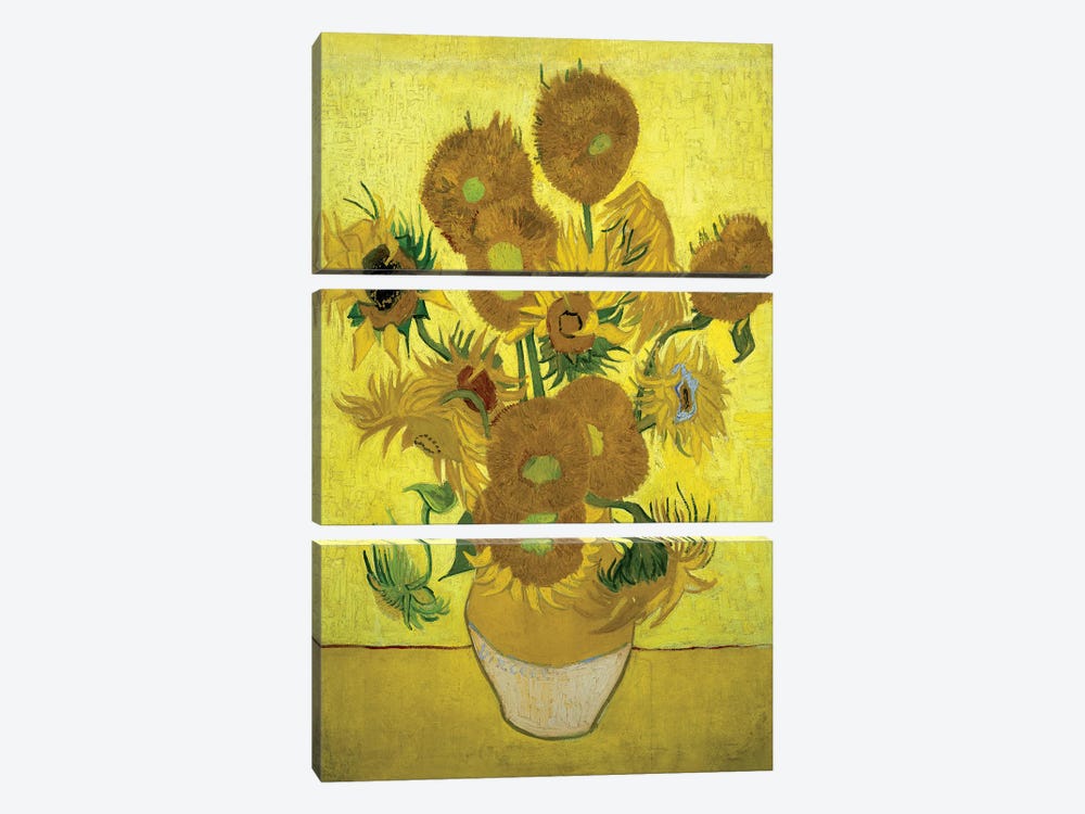 Sunflowers (Repetition Of The Fourth Version), 1889 by Vincent van Gogh 3-piece Canvas Wall Art