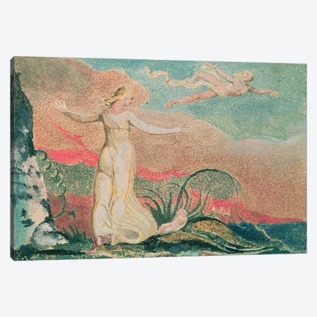 Thel In The Vale Of Har (Illustration From The Book Of Thel), 1794 Canvas Print #BMN6522} by William Blake Canvas Artwork