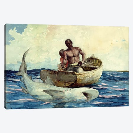 Shark Fishing, 1885 Canvas Print #BMN6524} by Winslow Homer Canvas Print