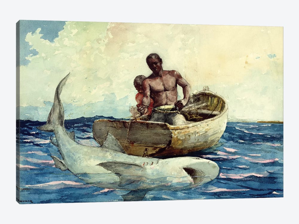 Shark Fishing, 1885 by Winslow Homer 1-piece Canvas Print