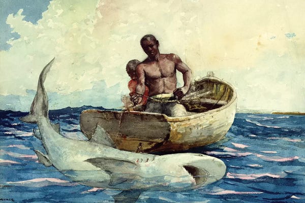Winslow Homer: Shark Fishing, 1885 by Winslow Homer